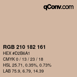 Color code: RGB 210 182 161 | qconv.com
