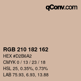 Color code: RGB 210 182 162 | qconv.com