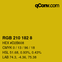 Color code: RGB 210 182 8 | qconv.com