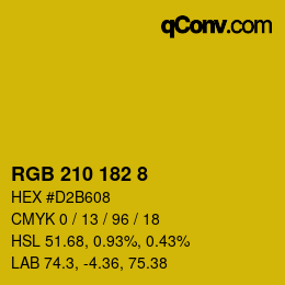 Color code: RGB 210 182 8 | qconv.com