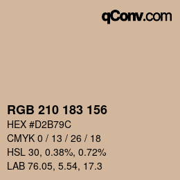 カラーコード: RGB 210 183 156 | qconv.com