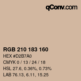 Color code: RGB 210 183 160 | qconv.com