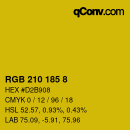 Color code: RGB 210 185 8 | qconv.com