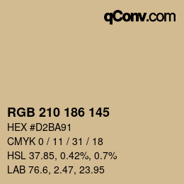 Color code: RGB 210 186 145 | qconv.com