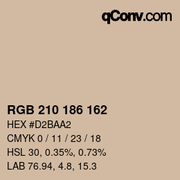 Color code: RGB 210 186 162 | qconv.com