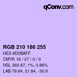 Color code: RGB 210 186 255 | qconv.com