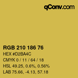 Color code: RGB 210 186 76 | qconv.com