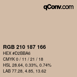 Color code: RGB 210 187 166 | qconv.com