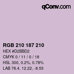 Color code: RGB 210 187 210 | qconv.com