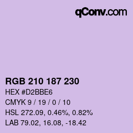 Color code: RGB 210 187 230 | qconv.com