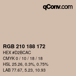 Color code: RGB 210 188 172 | qconv.com