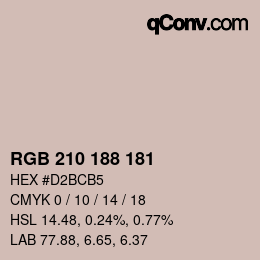 Color code: RGB 210 188 181 | qconv.com