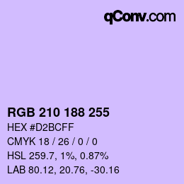 Color code: RGB 210 188 255 | qconv.com