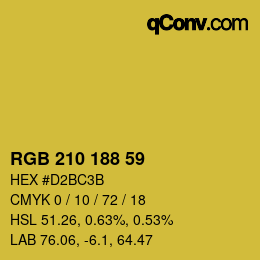 Color code: RGB 210 188 59 | qconv.com