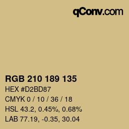 Color code: RGB 210 189 135 | qconv.com