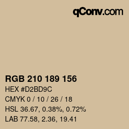 カラーコード: RGB 210 189 156 | qconv.com