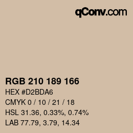 Color code: RGB 210 189 166 | qconv.com