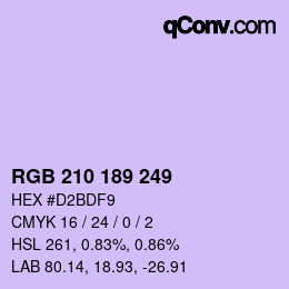 Color code: RGB 210 189 249 | qconv.com