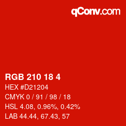 颜色代码: RGB 210 18 4 | qconv.com