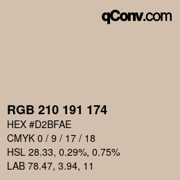 Color code: RGB 210 191 174 | qconv.com