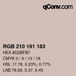 Color code: RGB 210 191 183 | qconv.com