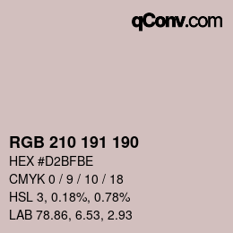 カラーコード: RGB 210 191 190 | qconv.com