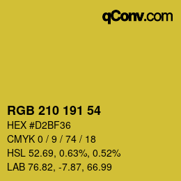Color code: RGB 210 191 54 | qconv.com