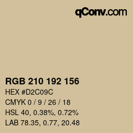 Color code: RGB 210 192 156 | qconv.com