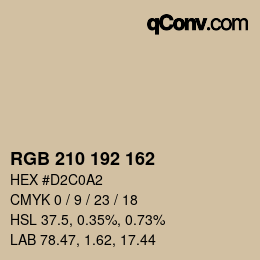 カラーコード: RGB 210 192 162 | qconv.com