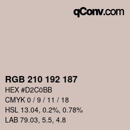 カラーコード: RGB 210 192 187 | qconv.com