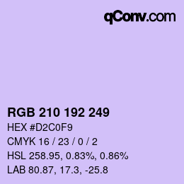 Color code: RGB 210 192 249 | qconv.com
