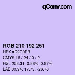 Color code: RGB 210 192 251 | qconv.com