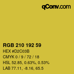 カラーコード: RGB 210 192 59 | qconv.com