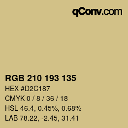 颜色代码: RGB 210 193 135 | qconv.com