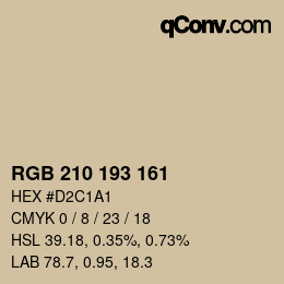 Color code: RGB 210 193 161 | qconv.com