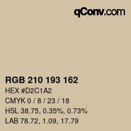 Color code: RGB 210 193 162 | qconv.com