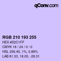 Color code: RGB 210 193 255 | qconv.com