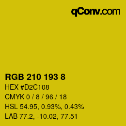 Color code: RGB 210 193 8 | qconv.com