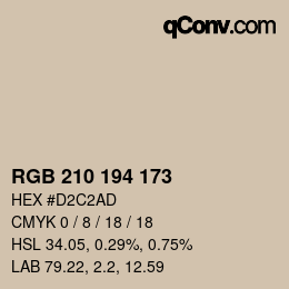 颜色代码: RGB 210 194 173 | qconv.com