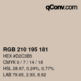 Color code: RGB 210 195 181 | qconv.com