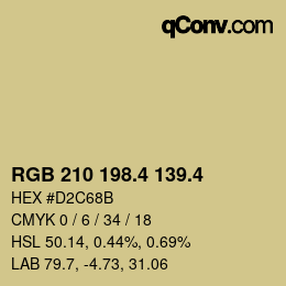 カラーコード: RGB 210 198.4 139.4 | qconv.com
