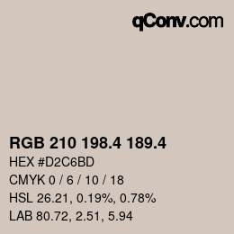カラーコード: RGB 210 198.4 189.4 | qconv.com