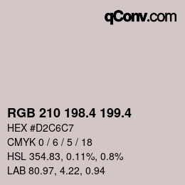 カラーコード: RGB 210 198.4 199.4 | qconv.com