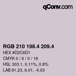 カラーコード: RGB 210 198.4 209.4 | qconv.com