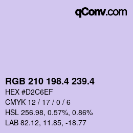 カラーコード: RGB 210 198.4 239.4 | qconv.com