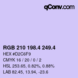 カラーコード: RGB 210 198.4 249.4 | qconv.com