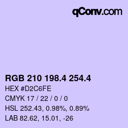 カラーコード: RGB 210 198.4 254.4 | qconv.com