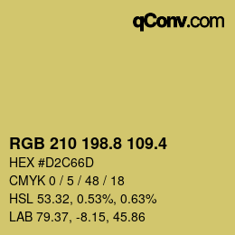 カラーコード: RGB 210 198.8 109.4 | qconv.com