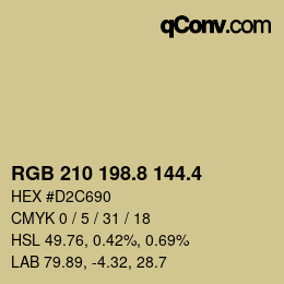 カラーコード: RGB 210 198.8 144.4 | qconv.com