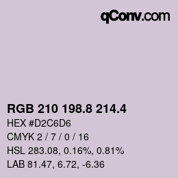 カラーコード: RGB 210 198.8 214.4 | qconv.com